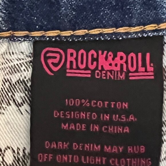 NWT Rock & Roll Women High Rise Straight Crop Jeans 27x25 With Chain Fringe Hem - Picture 12 of 16